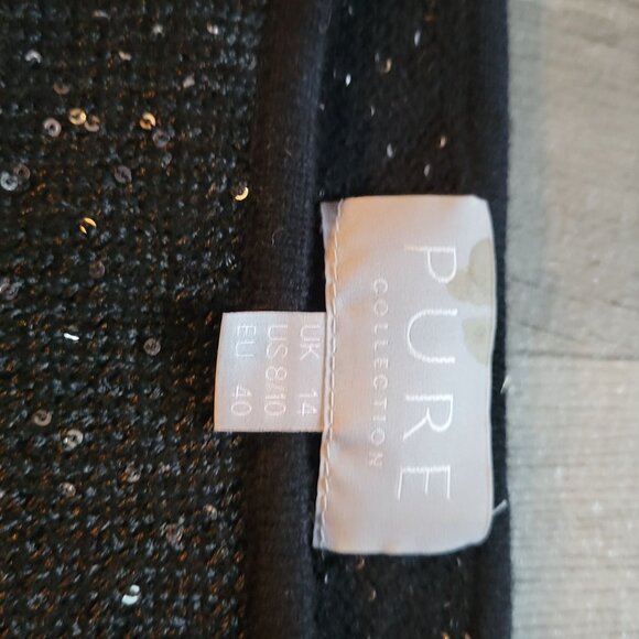 Pure Collection Black Sequin Sweater UK 14 US 10 Cashmere Blend Womens Long Slee - Picture 5 of 5